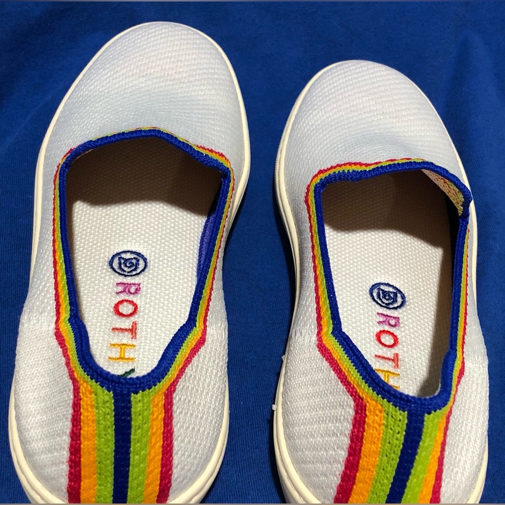 Rothy's White Slip-Ons with Colorful Trim - Picture 3 of 11